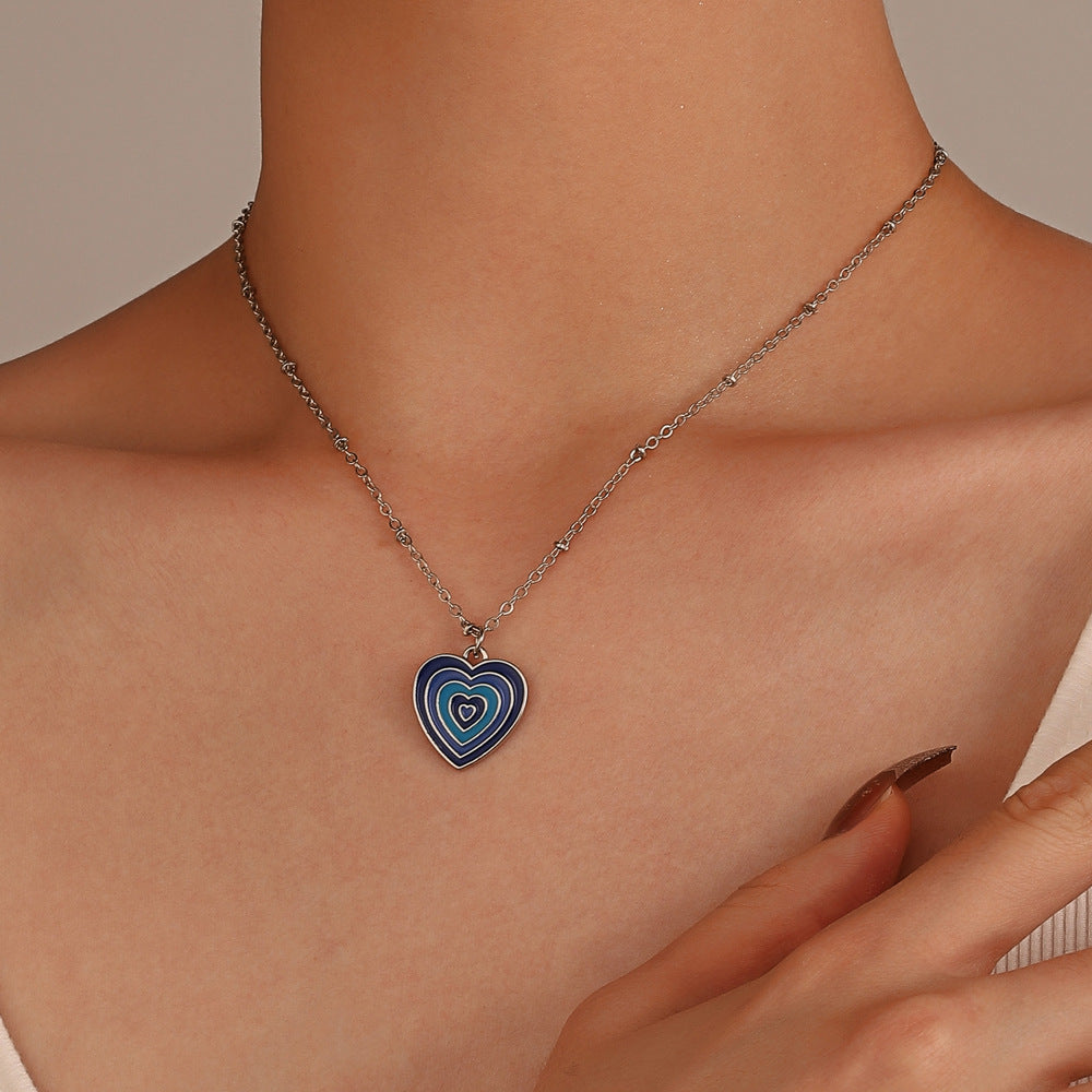 Retro Heart Shape Alloy Enamel Women's Necklace