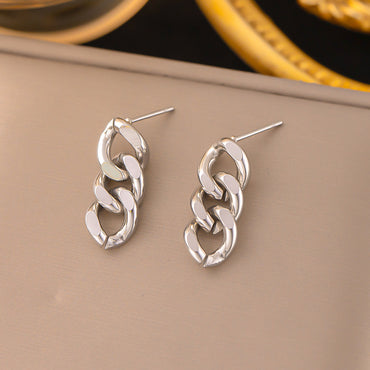 1 Pair Classic Style Geometric Plating Chain Titanium Steel Drop Earrings