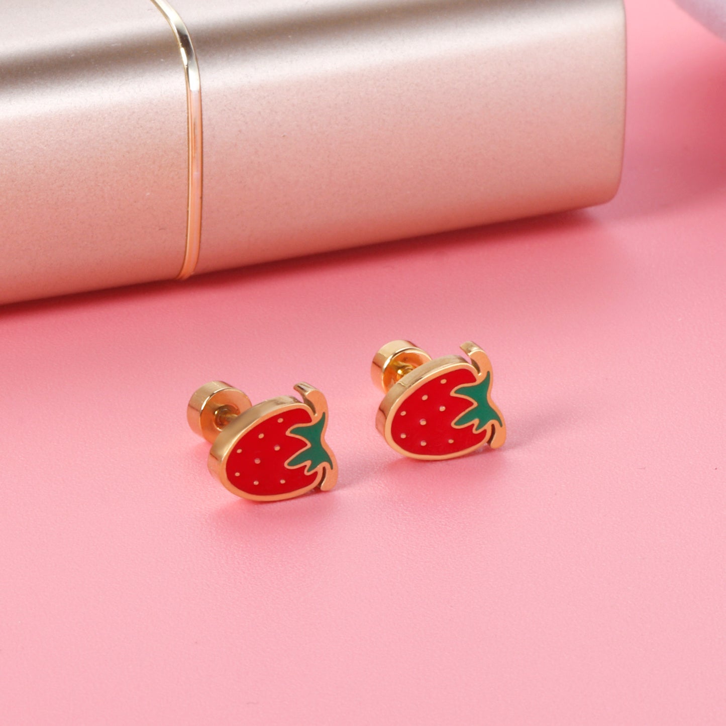 Pastoral Fruit Stainless Steel Plating Ear Studs 1 Pair