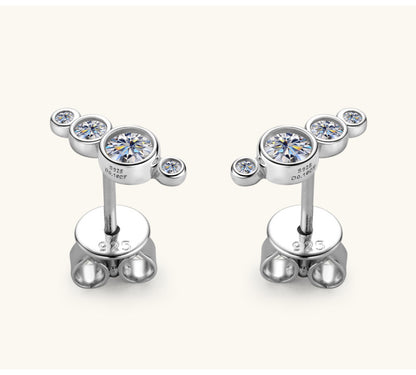 Simple Style Geometric Sterling Silver Gra Plating Inlay Moissanite Ear Studs