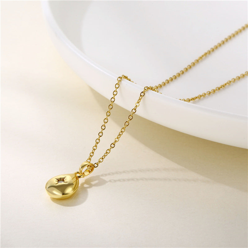 Ig Style Simple Style Water Droplets Stainless Steel Plating Inlay Zircon Pendant Necklace