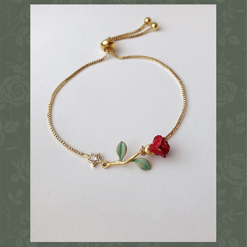 Copper Gold Plated Simple Style Flower Plating Bracelets