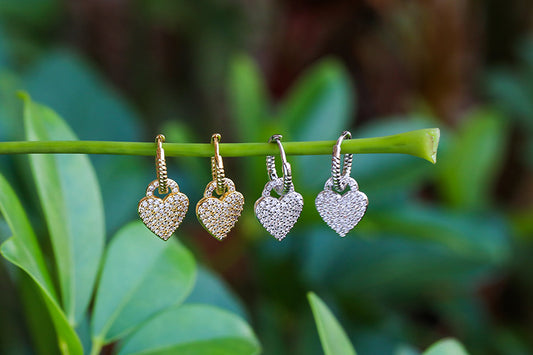 Simple Inlaid Zircon Heart-shaped Earrings