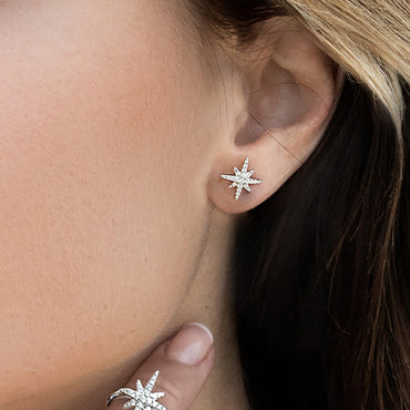 Cross-border Light Luxury Sterling Silver Needle Simple All-match Eight Awn Star Female Stud Earrings Ear Ring Ins Fashionable Earrings Ear Clip