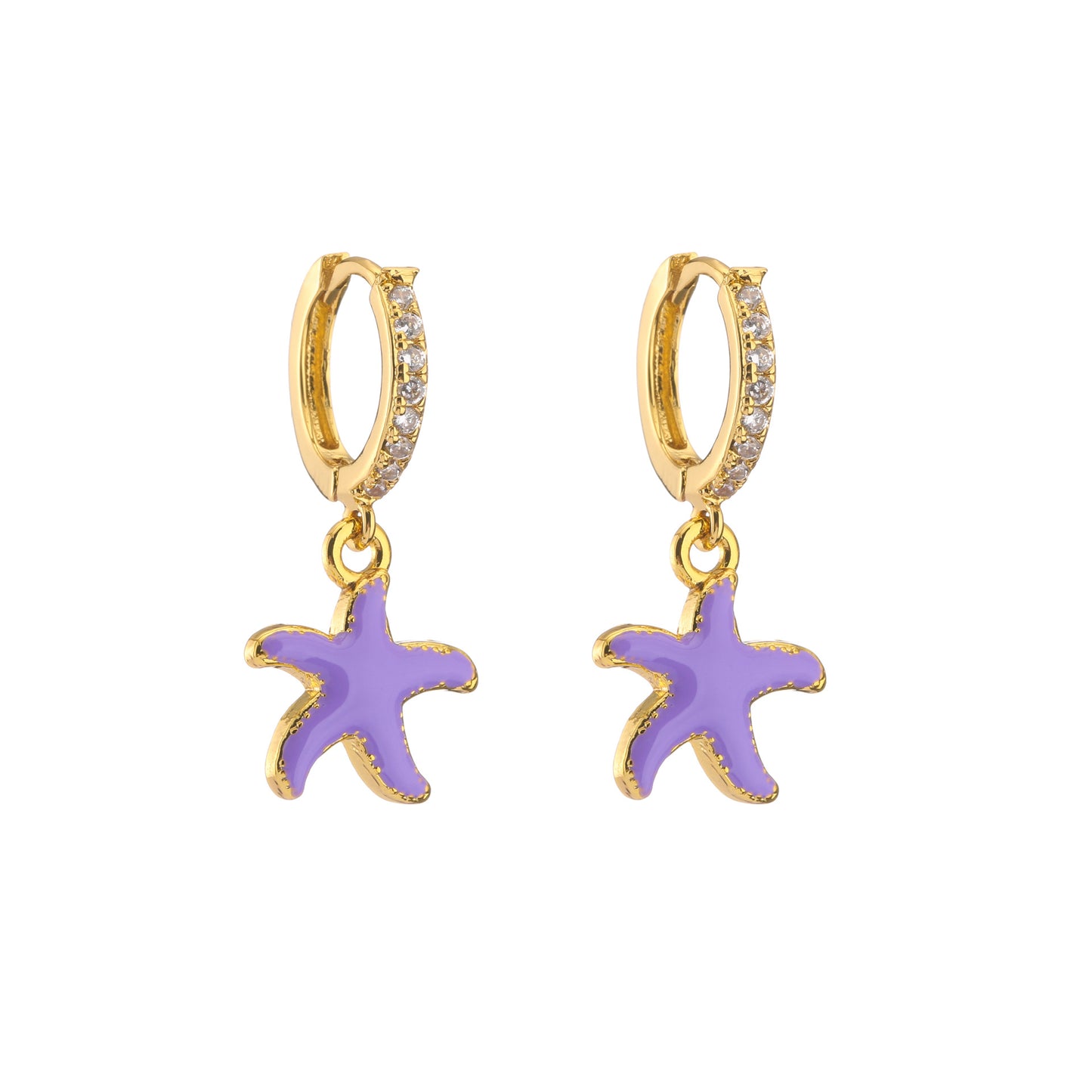 Retro Micro-inlaid Zircon Oil Drop Color Heart Starfish Lightning Earrings