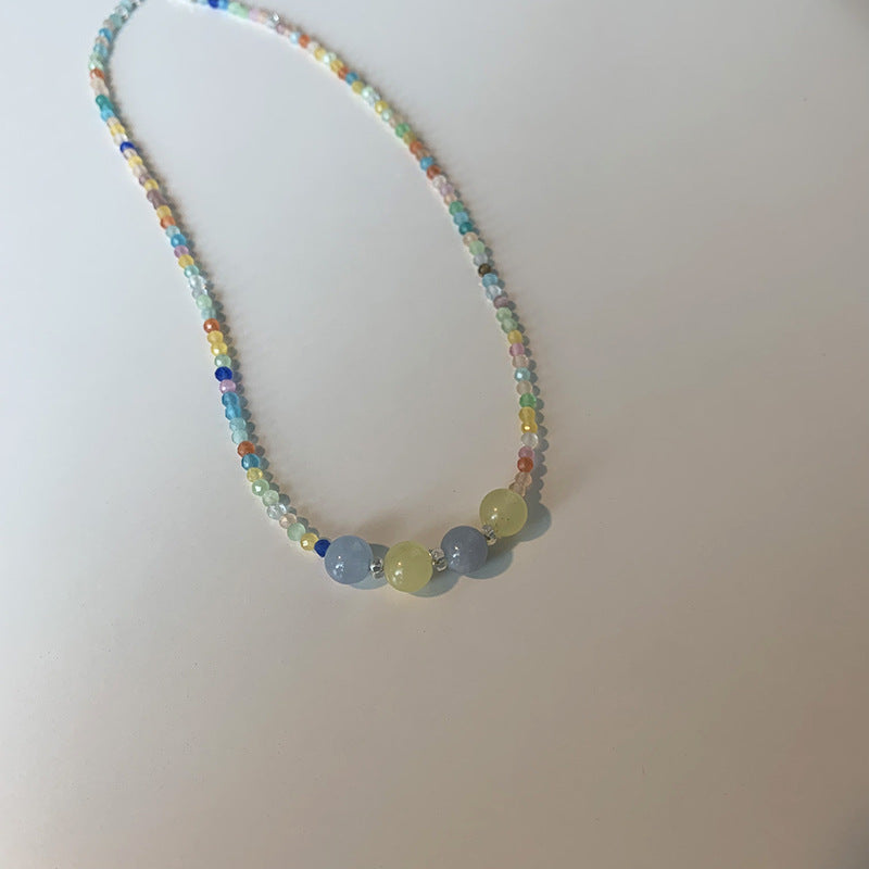 Sweet Artistic Colorful Beaded Natural Stone Opal Necklace