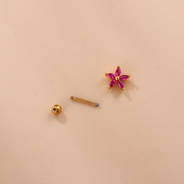 1 Piece Fashion Flower Plating Inlay Copper Zircon Ear Studs