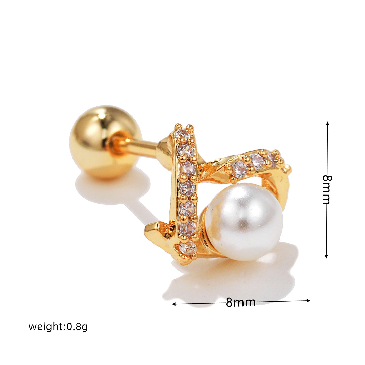 Fashion Heart Shape Copper Plating Inlay Artificial Pearls Zircon Ear Studs 1 Piece