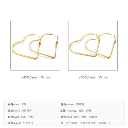 Fashion Heart-shaped Long Titanium Steel Earrings Wholesale