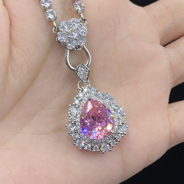 Elegant Water Droplets Flower Copper Plating Inlay Zircon Rings Earrings Necklace