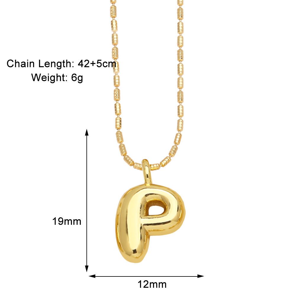 Copper Gold Plated Simple Style Letter Pendant Necklace