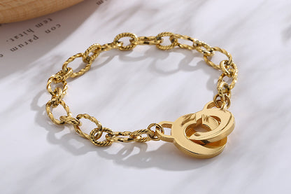 Fashion New Stainless Steel Twisted Stitching Chain Bracelet Women