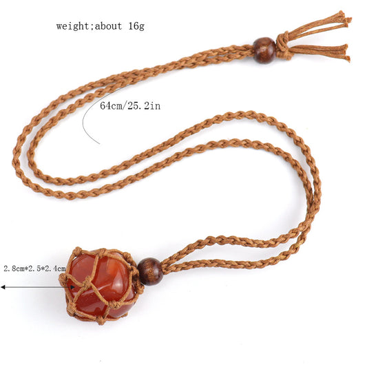 Ethnic Style Solid Color Natural Stone Pendant Necklace 1 Piece