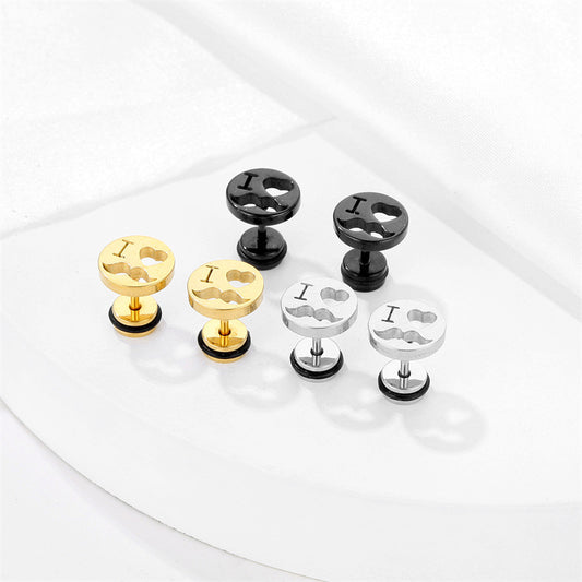 1 Piece Vintage Style Letter Heart Shape Plating Stainless Steel Ear Studs