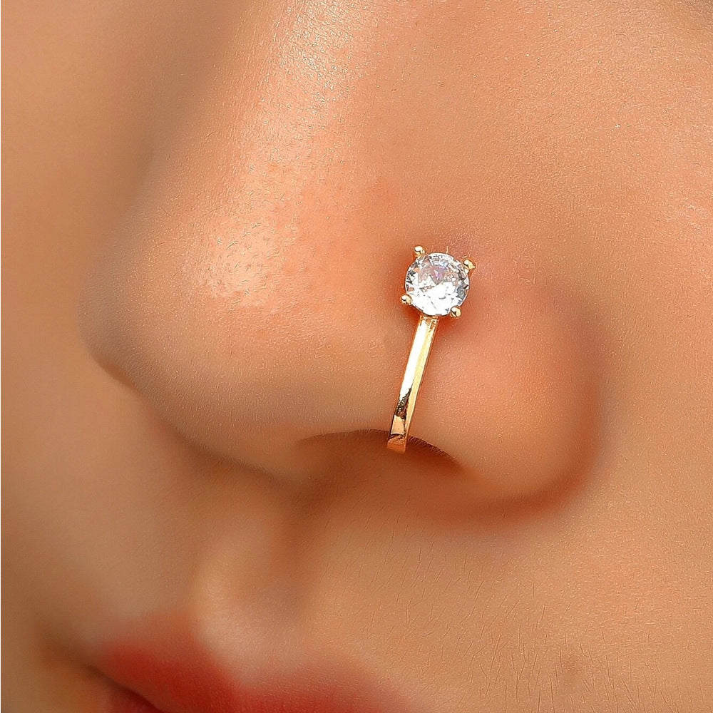 1 Piece Nose Rings & Studs Simple Style Star Moon Sterling Silver Plating Nose Ring