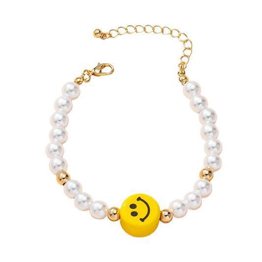 Wholesale Jewelry Retro Smiley Face Pearl Beaded Bracelet Gooddiy