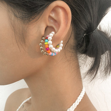 Wholesale Jewelry Pearl C-shaped Beaded Earrings Gooddiy