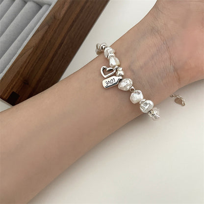 Simple Style Commute Heart Shape Imitation Pearl Beaded Women's Bracelets