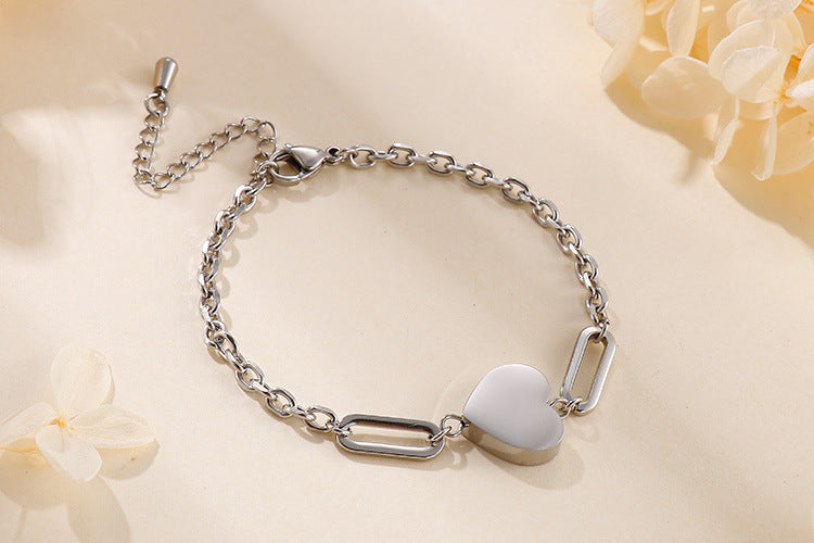 New Fashion Creative Stainless Steel Splicing Heart-shaped Pendant Bracelet