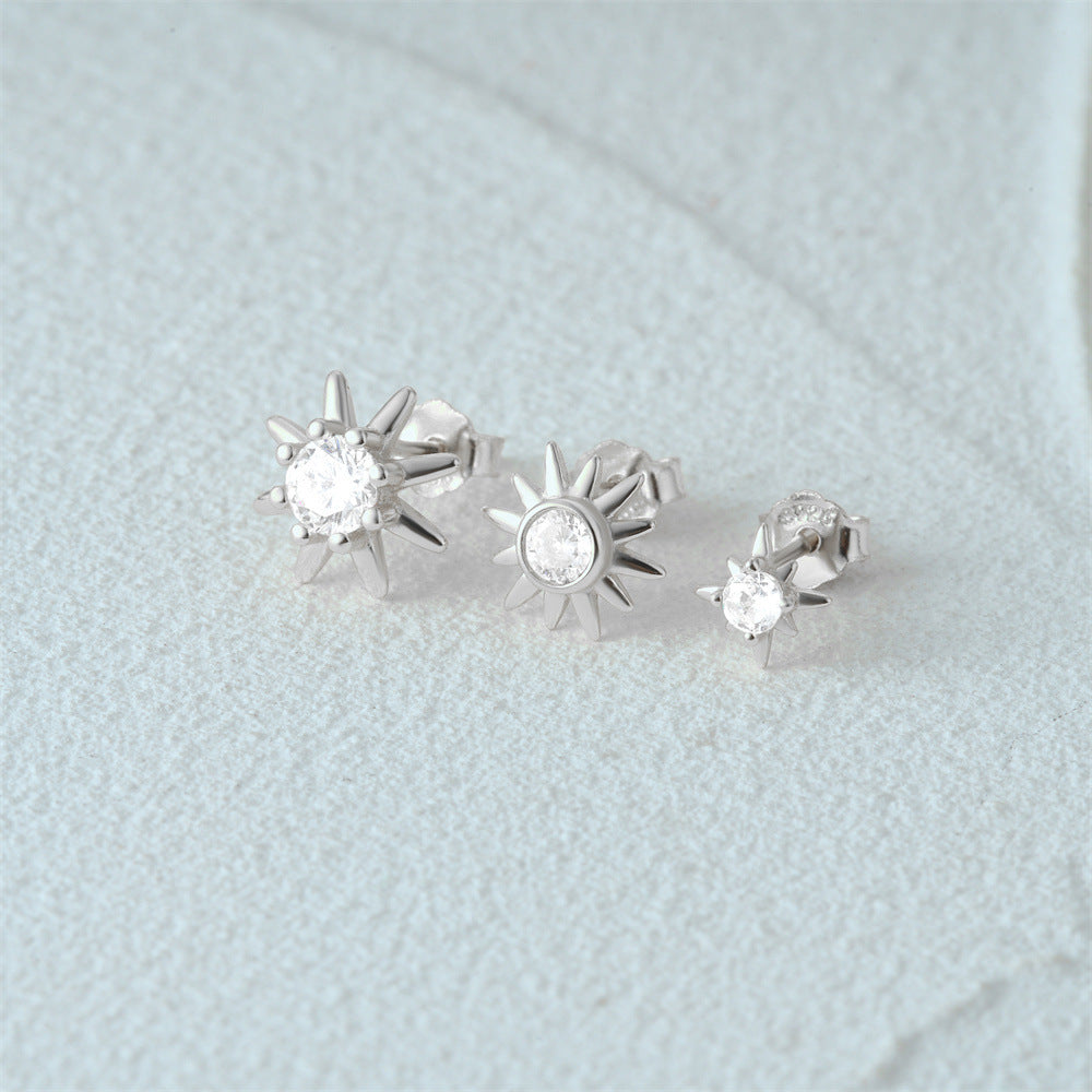 1 Set Simple Style Star Butterfly Plating Sterling Silver Hoop Earrings Ear Studs