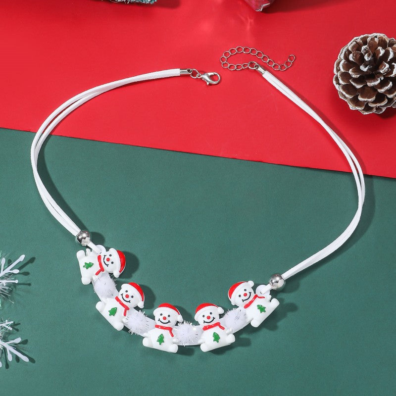 Cartoon Style Santa Claus Gingerbread Snowman Arylic Christmas Women's Necklace