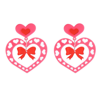 Fashion Letter Heart Shape Arylic Stoving Varnish Women's Drop Earrings 1 Pair