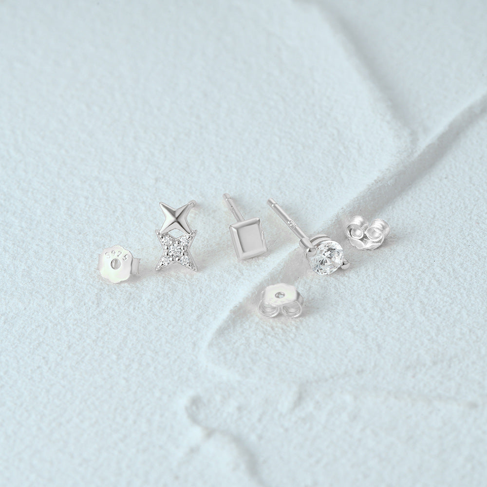 1 Set Simple Style Star Butterfly Plating Sterling Silver Ear Studs