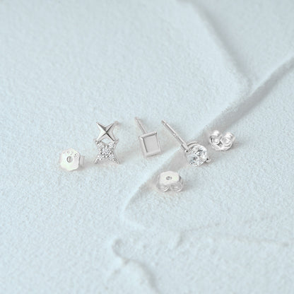 1 Set Simple Style Star Butterfly Plating Sterling Silver Ear Studs