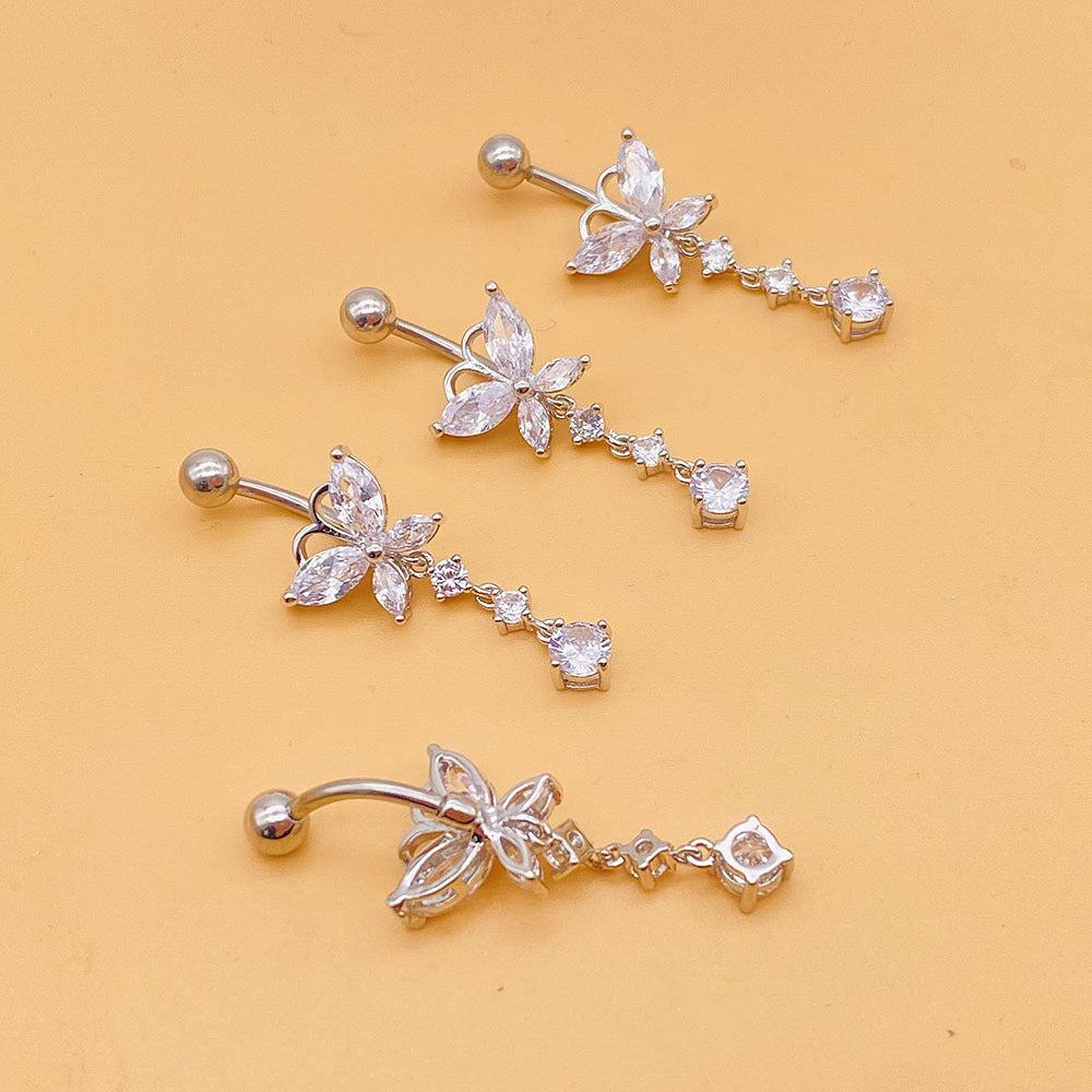 1 Piece Fashion Star Heart Shape Butterfly Stainless Steel Inlay Zircon Belly Ring