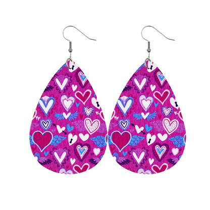 1 Pair Modern Style Classic Style Heart Shape Pu Leather Drop Earrings