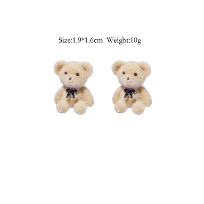 Cute Plush Bow Bear Stud Earrings Wholesale Gooddiy