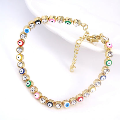 Fashion Micro-inlaid Zircon Oil Drip Eye Color Drip Oil Devil Eye Copper Bracelet