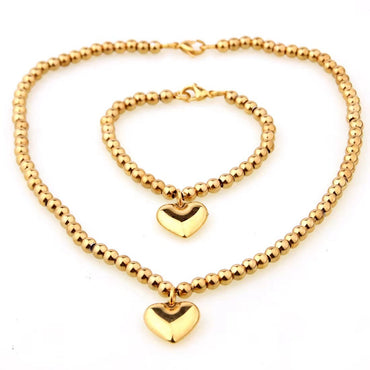 Sweet Heart Shape Alloy Plating Women's Bracelets Necklace