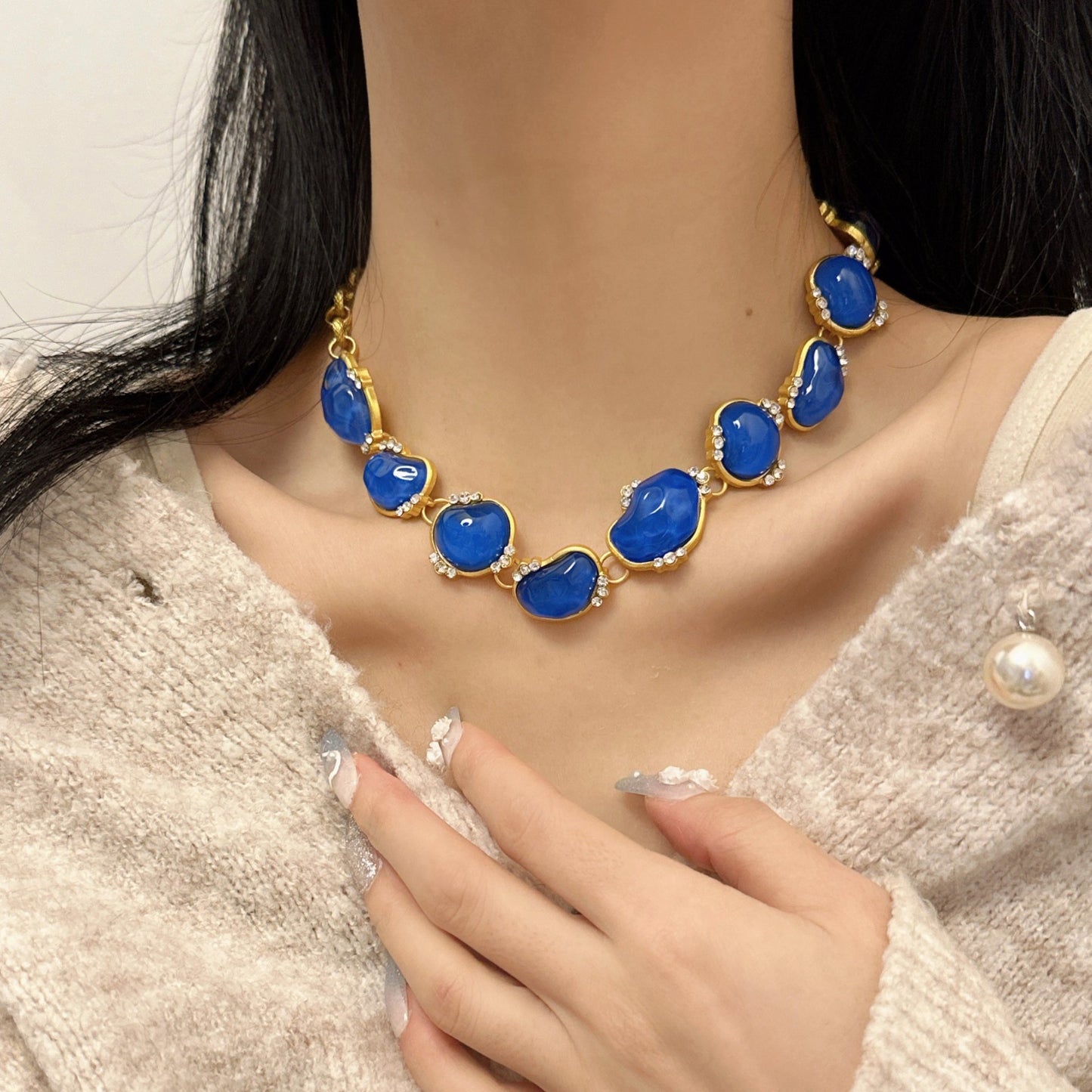Fashion Geometric Alloy Inlay Rhinestones Women's Drop Earrings Necklace