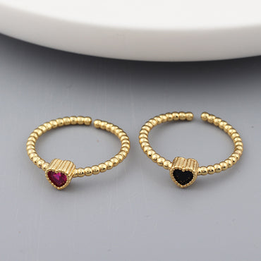 Fashion Heart Shape Copper Open Ring Plating Zircon Copper Rings