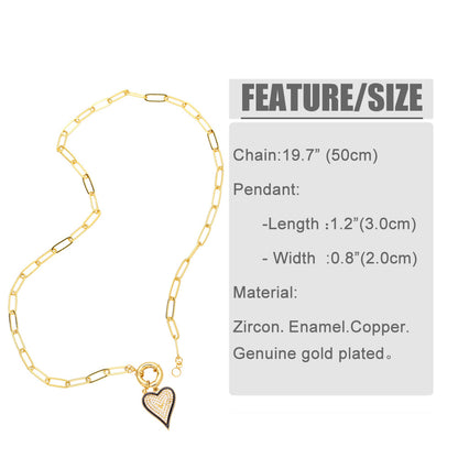 Fashion Heart Copper 18k Gold Plated Necklace In Bulk