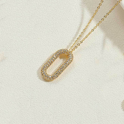 Independent station popular color zircon oval pendant clavicle chain European and American new ins style temperament personality necklace