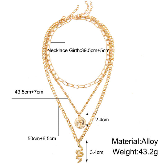 Fashion Snake Alloy Plating Layered Necklaces