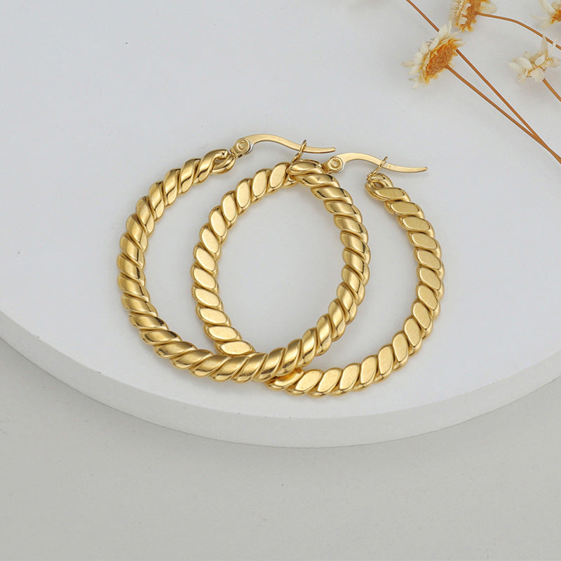 Fashion Geometric Stainless Steel Hoop Earrings Plating Stainless Steel Earrings