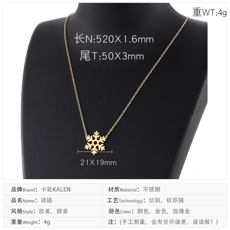 Kalen New European And American Foreign Trade Fashion Personalized Snowflake Necklace Fresh Christmas Gift Necklace Wholesale