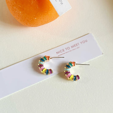 1 Pair Simple Style C Shape Enamel Plating Alloy Ear Studs