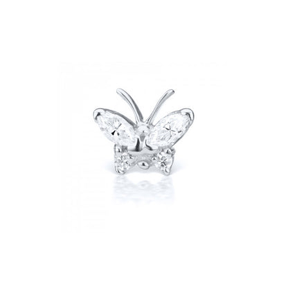 1 Piece Simple Style Butterfly Inlay Sterling Silver Zircon Ear Studs