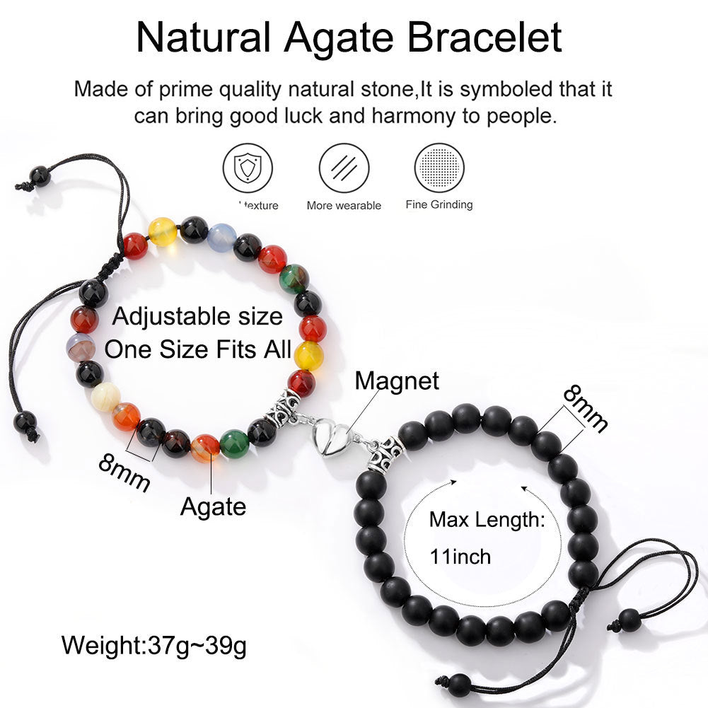 Fashion Round Stainless Steel Alloy Natural Stone Beaded Bracelets