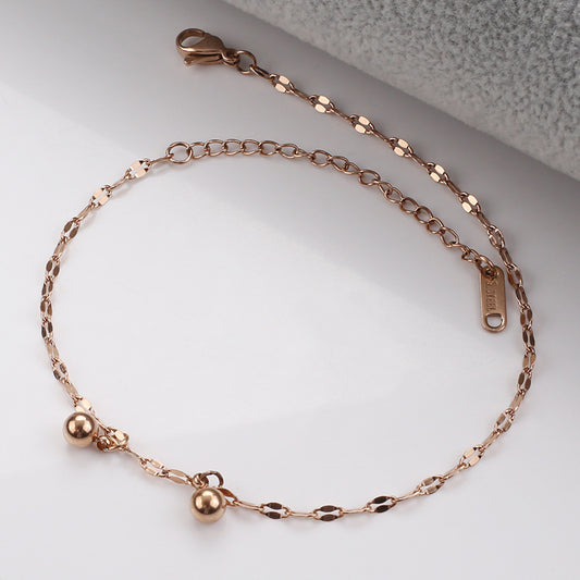 Simple Style Round Stainless Steel Women's Anklet