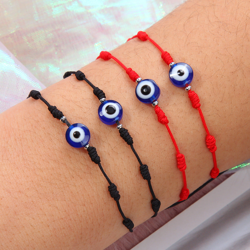 Retro Devil's Eye Glass Rope Unisex Bracelets 1 Set 6 Pieces