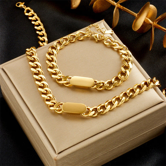 Unisex Chain Titanium Steel Electroplating Jewelry Sets