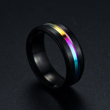 New Simple Titanium Steel Beveled Edge Slotted Color Ring Wholesale Gooddiy