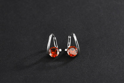 1 Pair Simple Style Geometric Inlay Sterling Silver Zircon Earrings