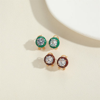 Cross-border new cold style personality rhinestone round earrings literary retro versatile exquisite high-end earrings wholesale