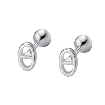 1 Pair Simple Style Oval Sterling Silver Ear Studs